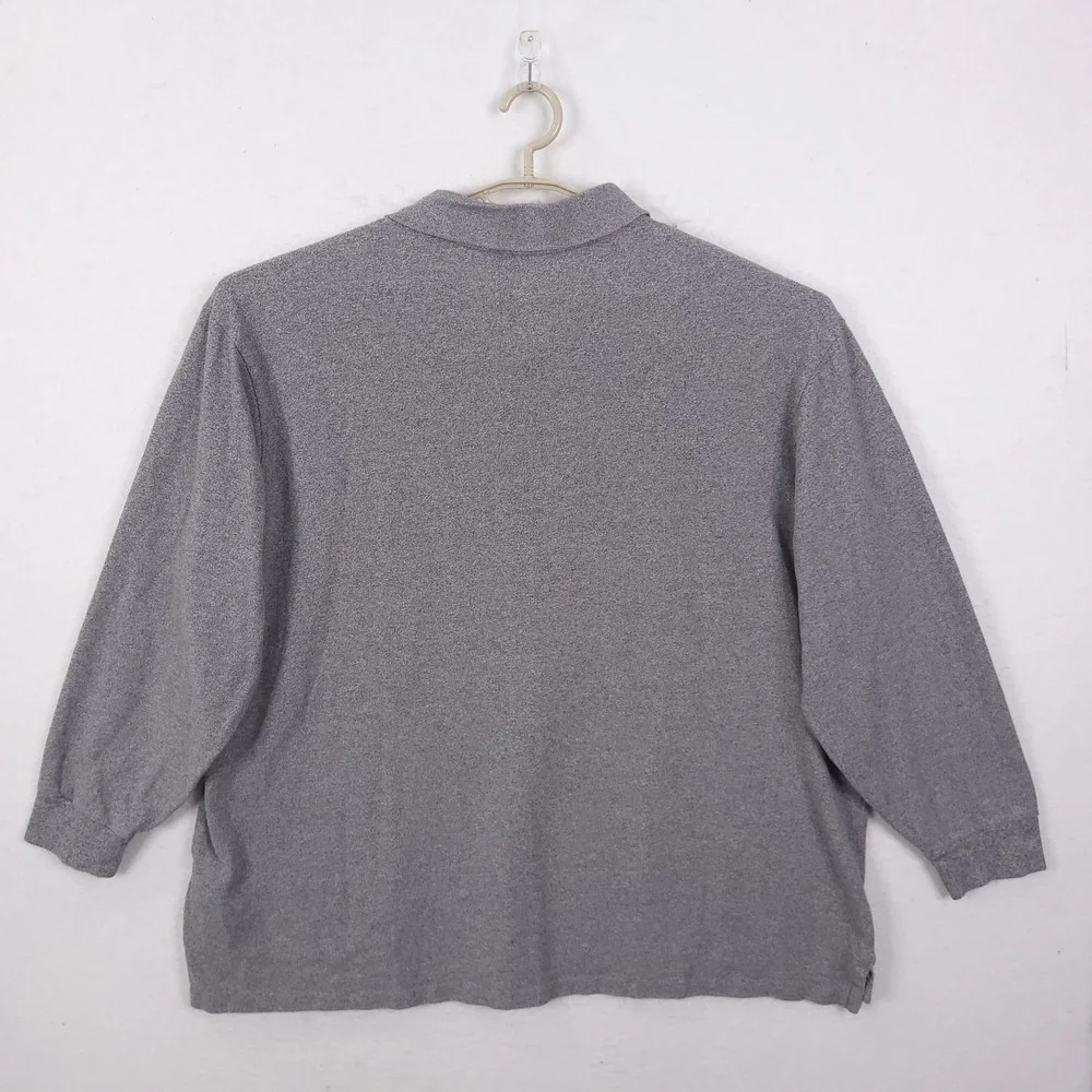 Polo Ralph Lauren Shirt Long Sleeve Polo Mens 3XB Grey Big & Tall Pique Pony